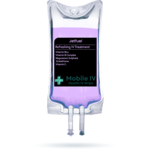 Jetfuel IV Drip - Ingredients Vitamin B12, Vitamin B Complex, Magnesium Sulphate, Glutathione, Vitamin C.